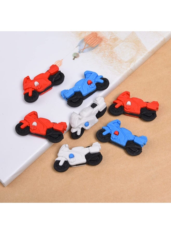 Assorted three-dimensional erasers, box: 10 pieces in the shape of a children's motorcycle, (multiple colors) - Image 1