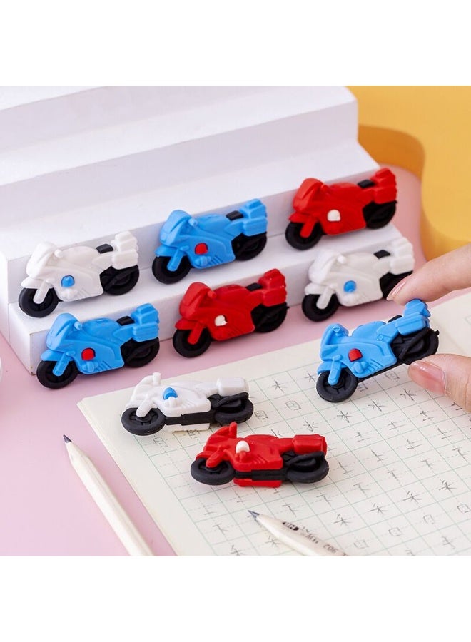 Assorted three-dimensional erasers, box: 10 pieces in the shape of a children's motorcycle, (multiple colors) - Image 2
