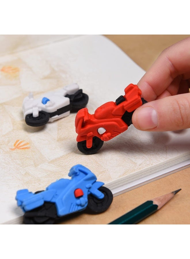 Assorted three-dimensional erasers, box: 10 pieces in the shape of a children's motorcycle, (multiple colors) - Image 3