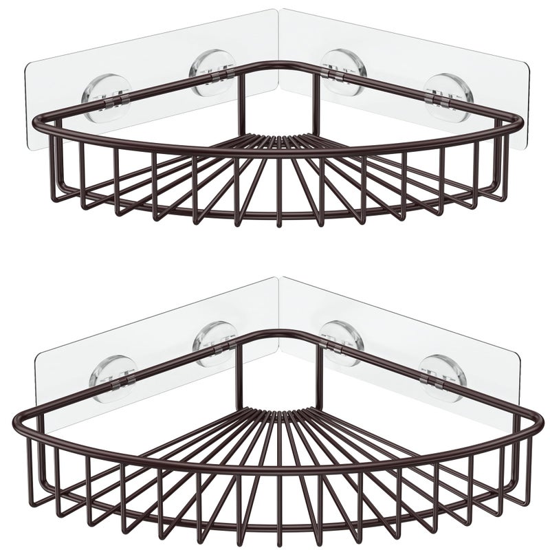 SMARTAKE 2Pack Corner Shower Caddy SUS304 Stainless Steel Wall Mounted Bathroom Shelf with Adhesive Storage Organizer for Toilet Dorm and Kitchen Bronze