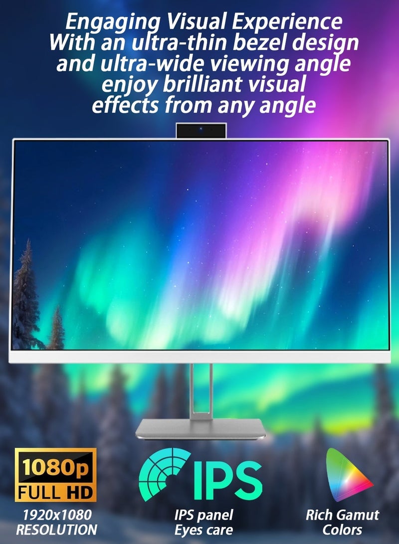 HILUKE 23.8" FHD All-in-One Desktop Computer, Intel 4-Core Processor i7-7700, 16GB RAM, 512GB PCIe SSD, HDMI, WiFi, Bluetooth, Business AIO, Vent-Hear, Keyboard & Mouse, Windows 10 Pro,300w pixel cmera english white - Image 3