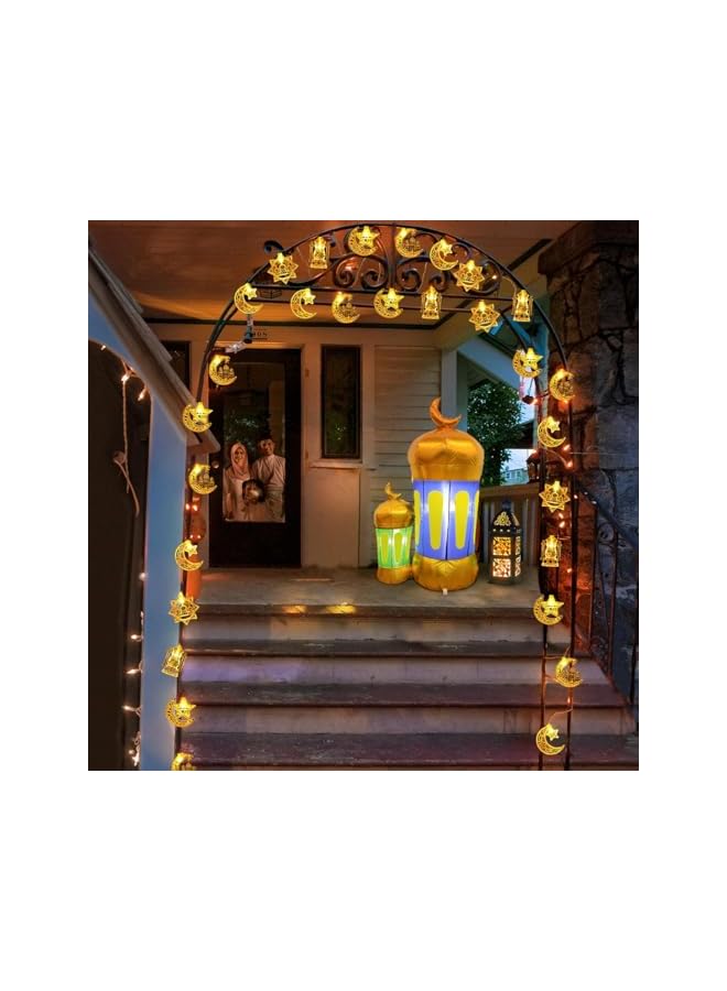 The Bros أضواء رمضان نجوم وأقمار 5 أقدام 10 أضواء LED مع علبة بطارية زينة رمضان داخلية للمنزل وغرفة النوم - Image 3