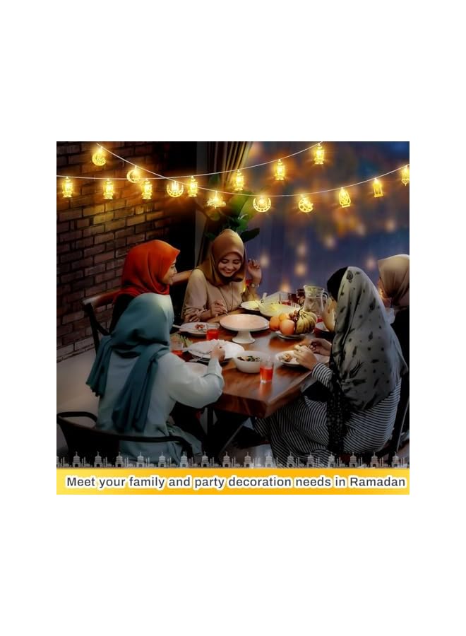 The Bros أضواء رمضان نجوم وأقمار 5 أقدام 10 أضواء LED مع علبة بطارية زينة رمضان داخلية للمنزل وغرفة النوم - Image 4