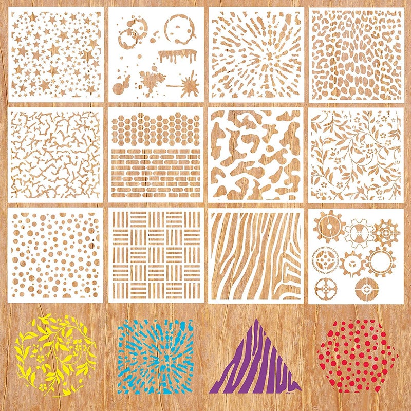 Spopfun 12 PCS Journal Stencil Plastic Planner Set for Journal Notebook Diary  - Image 1