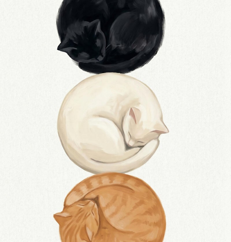 TNESSENTIAL Sleeping Circle Cats Print – Minimalist Pet Wall Art, Stacked Cat Poster, Abstract Feline Decor, Cozy Bedroom Art, Cute Animal Illustration - Image 2