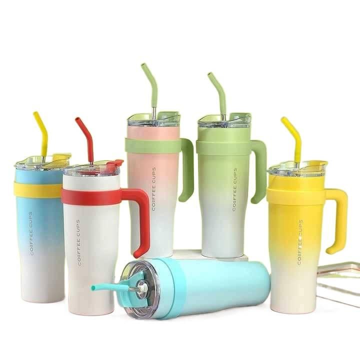 قارورة مياه للأطفال بغطاء بشفاط وغطاء مانع للتسرب من ستانلس ستيل - 1200 ml مع غطاء بقشة من الستانلس ستيل - Image 2