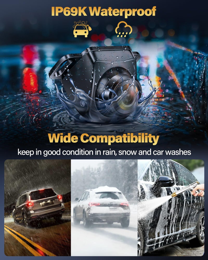 Jansite Backup Camera 【180°Wide Angle】 AHD 1080P Back up Camera for Cars with Clear Night Vision 360° Rotatable Front/Side/Rear View Camera IP69K Waterproof Reverse Camera Fisheye Lens No-drillling Install - Image 4