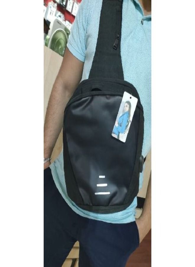 Mini Fat Bag Anti-Theft Design Travel Bag With USB Charging Port -  Black  - Image 1