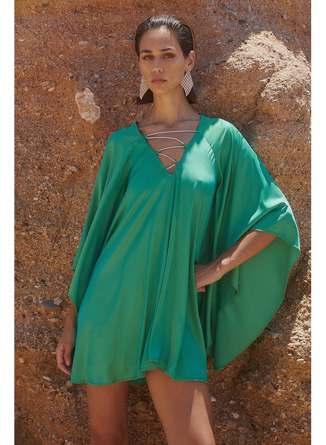 BSB Mini satin dress with bat sleeves  - Image 2