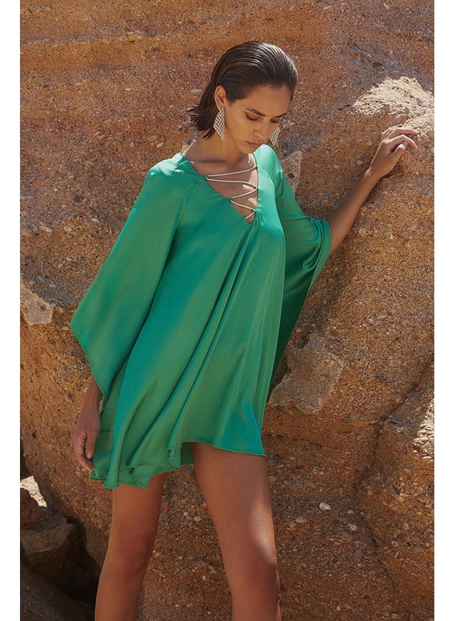 BSB Mini satin dress with bat sleeves  - Image 4