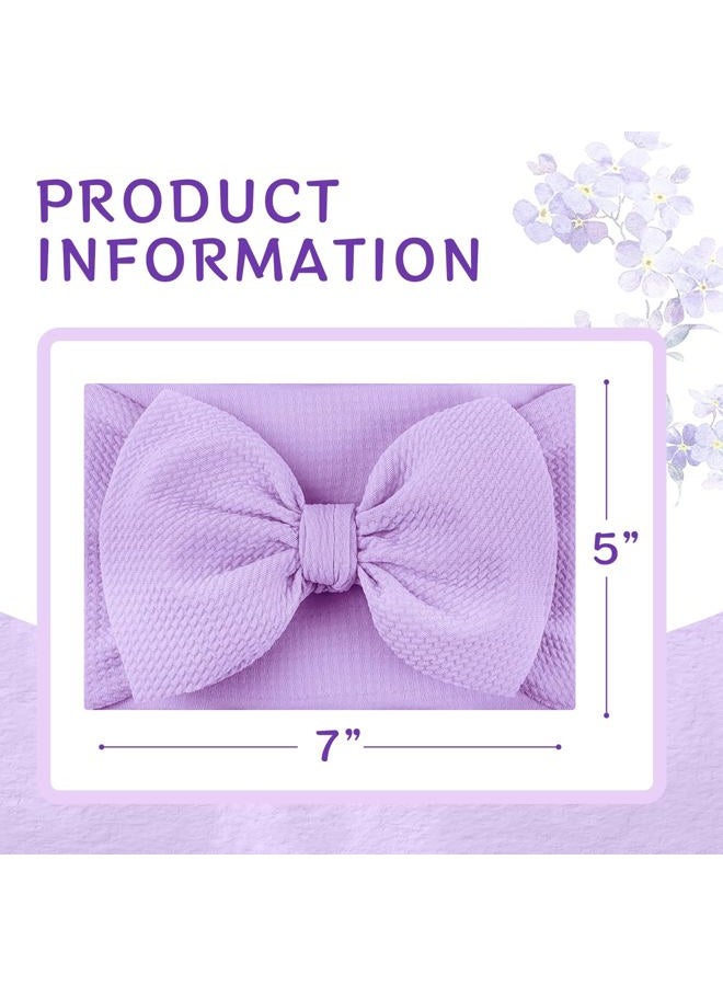 ONENINEDREAM Super Durable Soft Knot Headbands with Hair Bows Infant Toddlers Kids Hair Accessories Violet Purple Headband for Newborn Baby Girls - Image 4