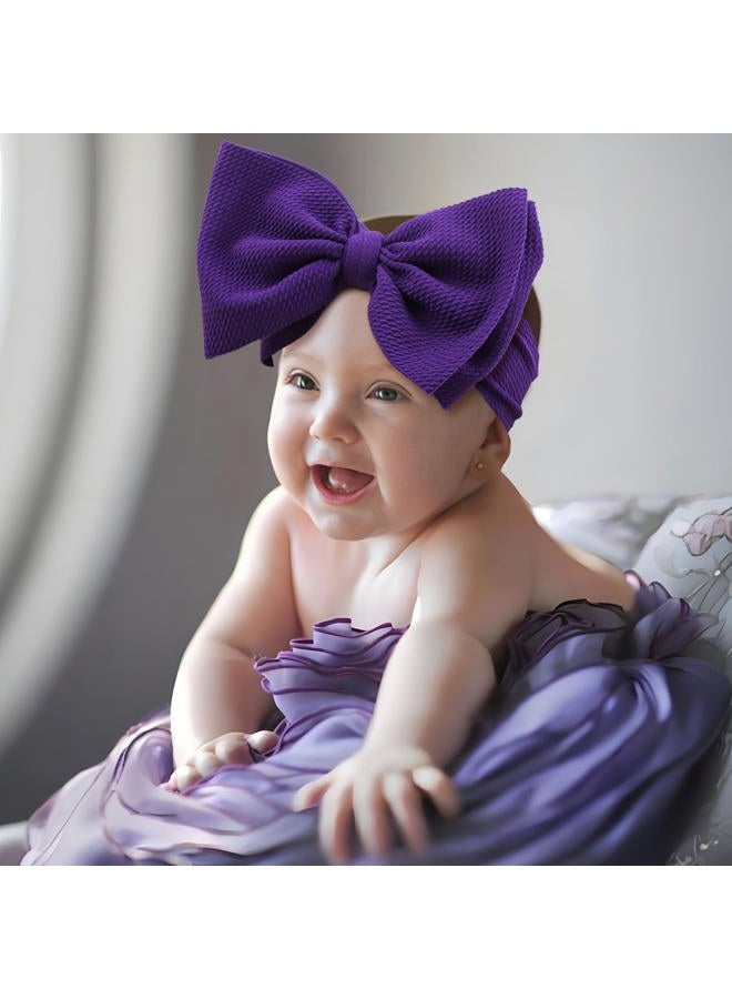 ONENINEDREAM Super Durable Soft Knot Headbands with Hair Bows Infant Toddlers Kids Hair Accessories Violet Purple Headband for Newborn Baby Girls - Image 3