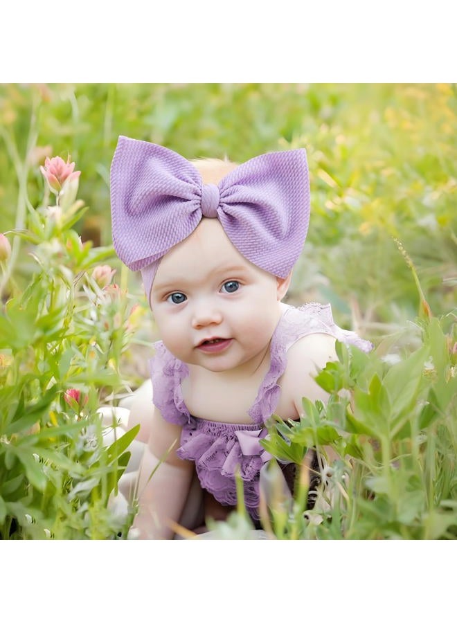 ONENINEDREAM Super Durable Soft Knot Headbands with Hair Bows Infant Toddlers Kids Hair Accessories Violet Purple Headband for Newborn Baby Girls - Image 2
