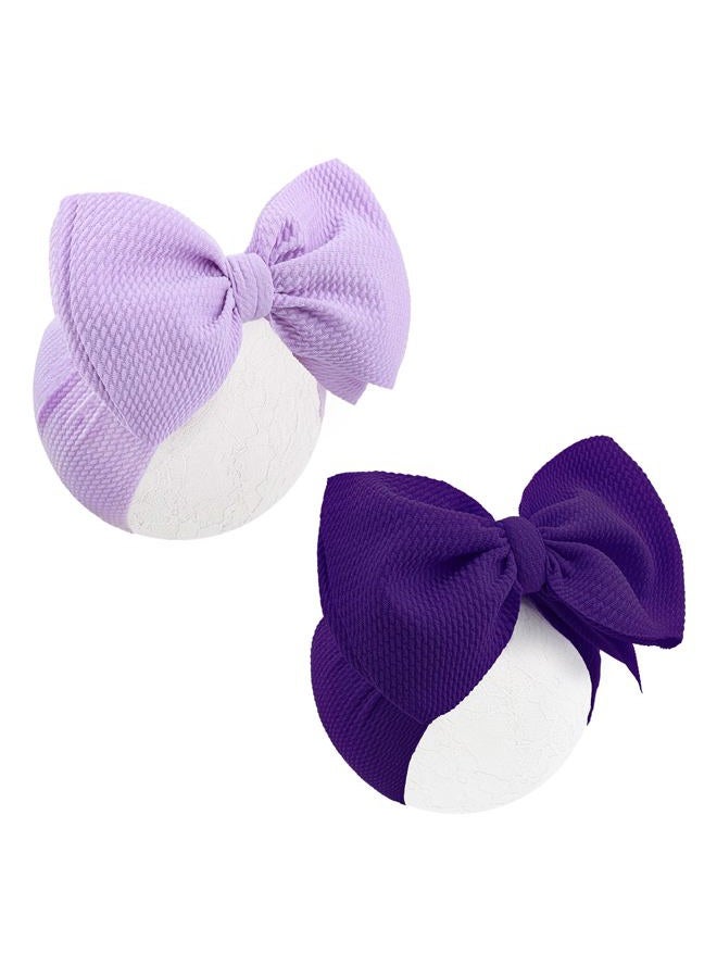 ONENINEDREAM Super Durable Soft Knot Headbands with Hair Bows Infant Toddlers Kids Hair Accessories Violet Purple Headband for Newborn Baby Girls - Image 1