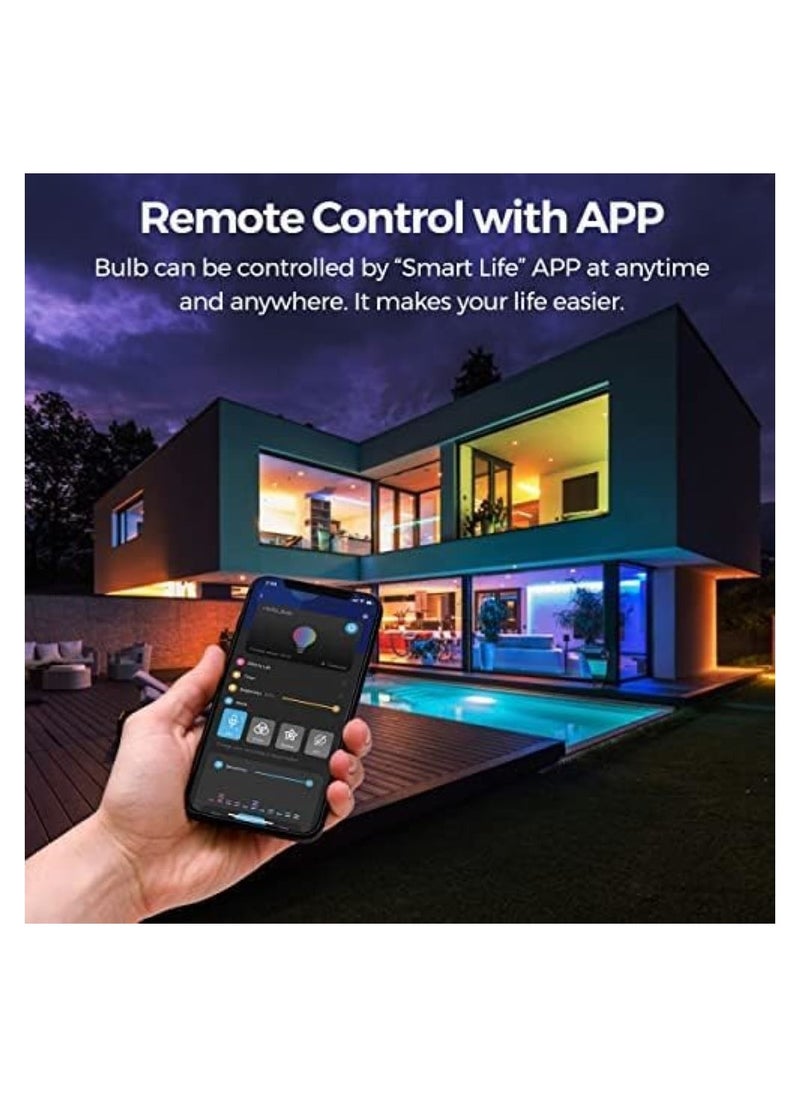 كاروسكي - لمبة ذكية WIFI - 9W الذكية واي فاي الخفيفة لمبة حزمة من 4 - الصمام لمبة ضوء المنزل متوافق مع ألكسا - صدى - مساعد منزل جوجل - لديك ألوان متعددة - Image 1