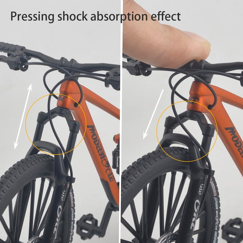 Kuasting Die-Cast Mountain Bike Toy Downhill Bicycle Model 1:8 Scale Mini Ds Cake Topper Dh Desktop Decoration Crafts For Cycling Lovers Bike Racers Athletes Children Boys And Girls (Orange) - Image 4
