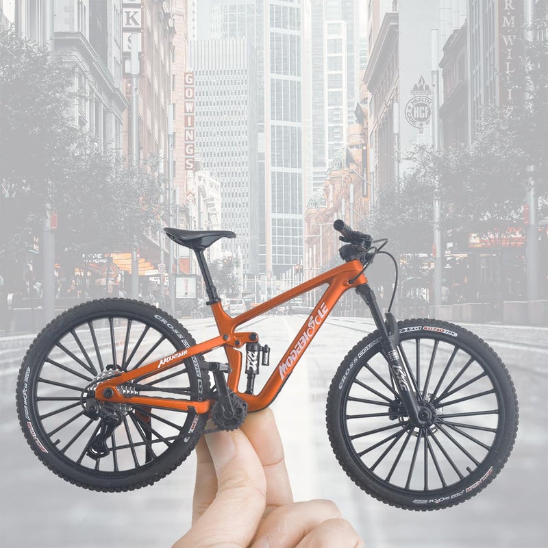 Kuasting Die-Cast Mountain Bike Toy Downhill Bicycle Model 1:8 Scale Mini Ds Cake Topper Dh Desktop Decoration Crafts For Cycling Lovers Bike Racers Athletes Children Boys And Girls (Orange) - Image 2