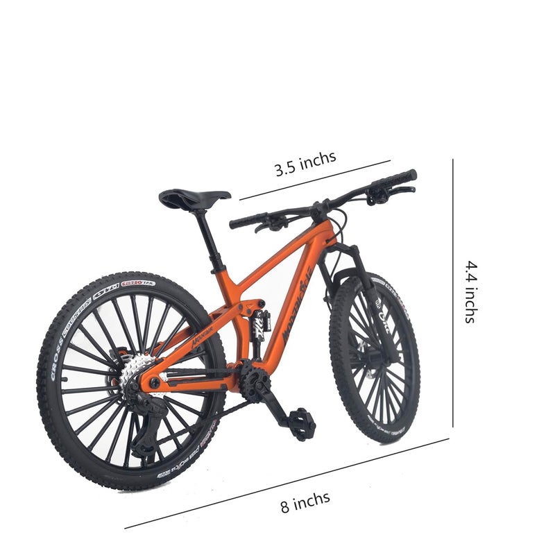 Kuasting Die-Cast Mountain Bike Toy Downhill Bicycle Model 1:8 Scale Mini Ds Cake Topper Dh Desktop Decoration Crafts For Cycling Lovers Bike Racers Athletes Children Boys And Girls (Orange) - Image 3