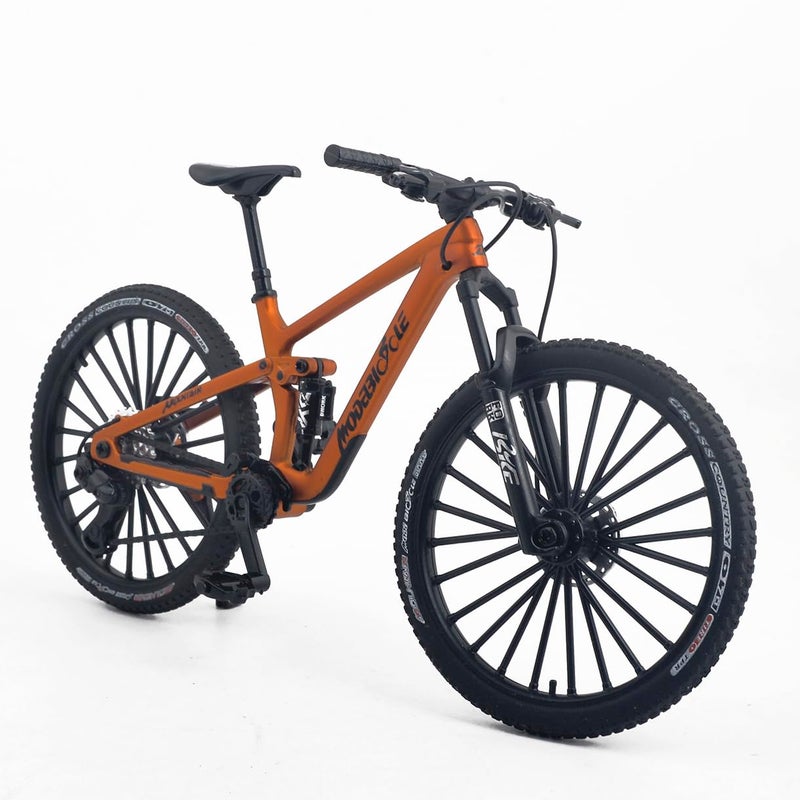 Kuasting Die-Cast Mountain Bike Toy Downhill Bicycle Model 1:8 Scale Mini Ds Cake Topper Dh Desktop Decoration Crafts For Cycling Lovers Bike Racers Athletes Children Boys And Girls (Orange) - Image 1