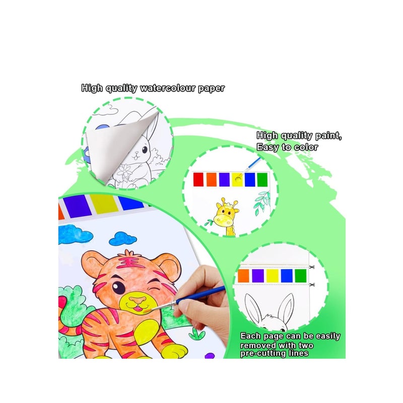 SOLARAE Water Color Paint Sets for Kids, Paint with Water Coloring Books, Pocket Mess Free Coloring for Toddlers, Magic Paint Set for Kids, Arts & Crafts Kit for Kids, Travel Activity, Animals - Image 2
