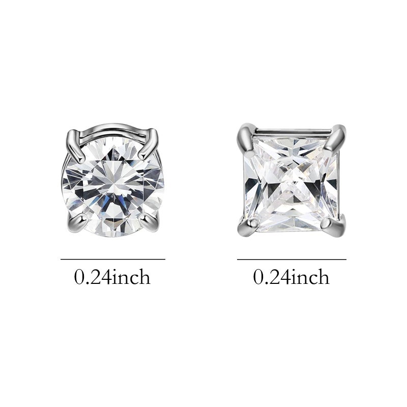 NEWITIN 6 Pairs Stainless Steel Magnetic Stud Earrings for Men Clip on Earring Magnetic Earring Unisex Non Piercing CZ Magnet Studs Diamond Earrings for Women Men - Image 2