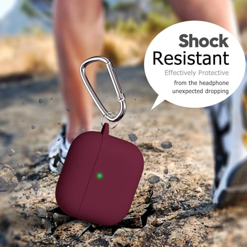Meyaar for Apple AirPods 4 ​​​​​​​Case Cover with Keychain, Soft Skin Silicone Case Cover, Full Protective Case Cover Compatible with Apple AirPods 4 Case 2024 (Burgundy) - Image 5