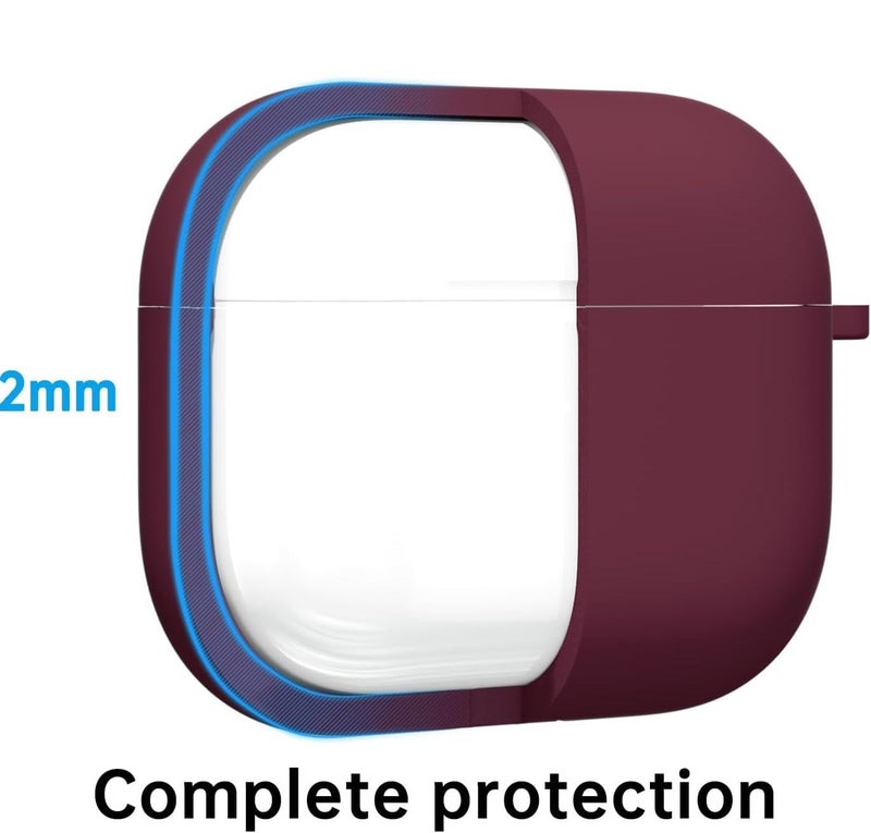 Meyaar for Apple AirPods 4 ​​​​​​​Case Cover with Keychain, Soft Skin Silicone Case Cover, Full Protective Case Cover Compatible with Apple AirPods 4 Case 2024 (Burgundy) - Image 4
