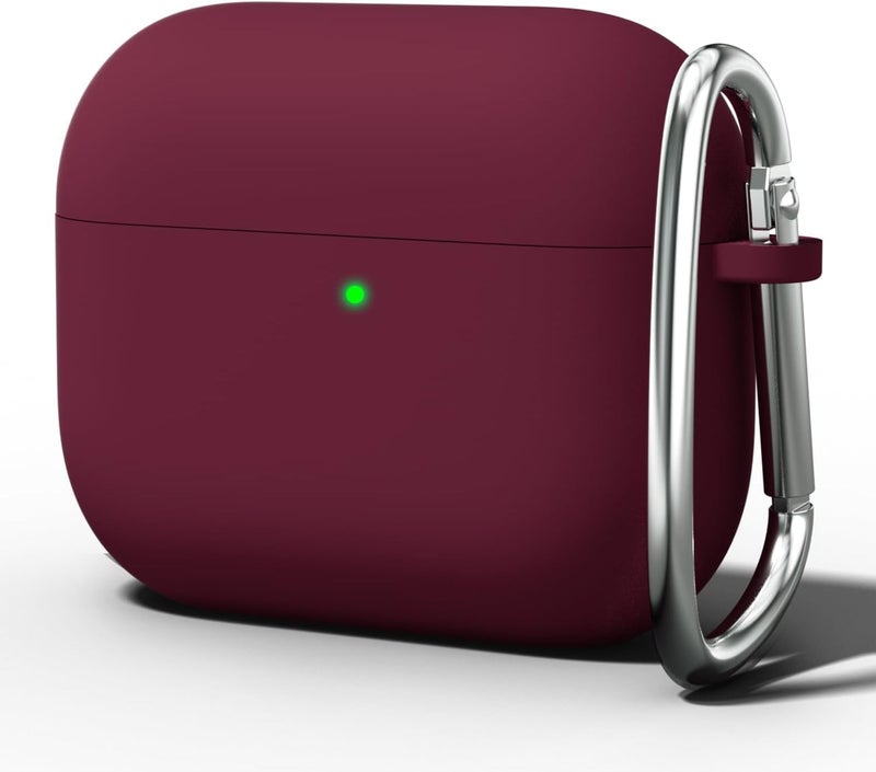 Meyaar for Apple AirPods 4 ​​​​​​​Case Cover with Keychain, Soft Skin Silicone Case Cover, Full Protective Case Cover Compatible with Apple AirPods 4 Case 2024 (Burgundy) - Image 1