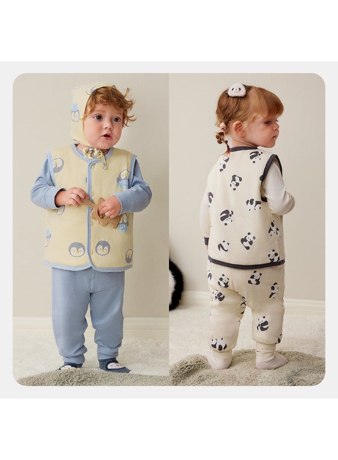 Minibala Padded Baby Warm Vest Uni Infant Skin-friendly Printed Homewear Autumn Winter - Image 1