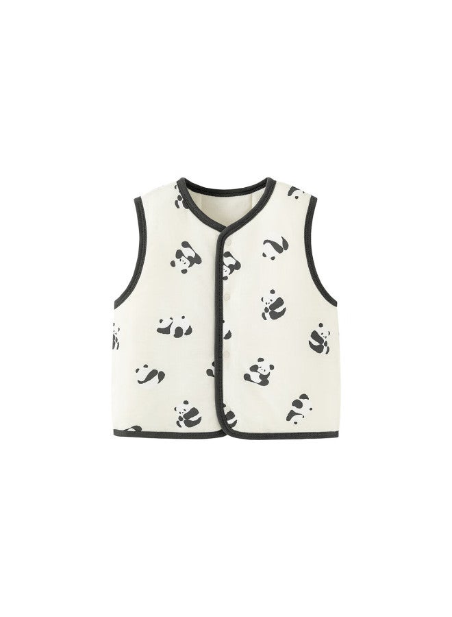 Minibala Padded Baby Warm Vest Uni Infant Skin-friendly Printed Homewear Autumn Winter - Image 2