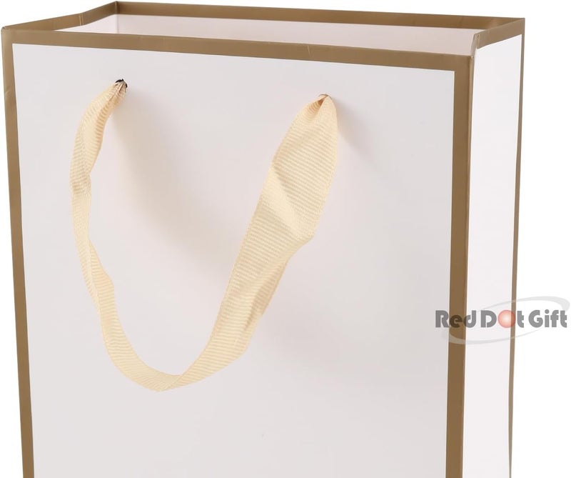 Red Dot Gift® 10 Pack White with Gold Border Gift Bags - L25xH32x13cm - Image 4