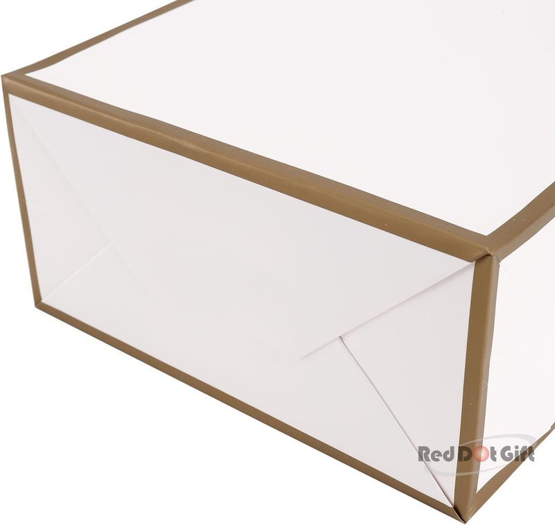 Red Dot Gift® 10 Pack White with Gold Border Gift Bags - L25xH32x13cm - Image 3