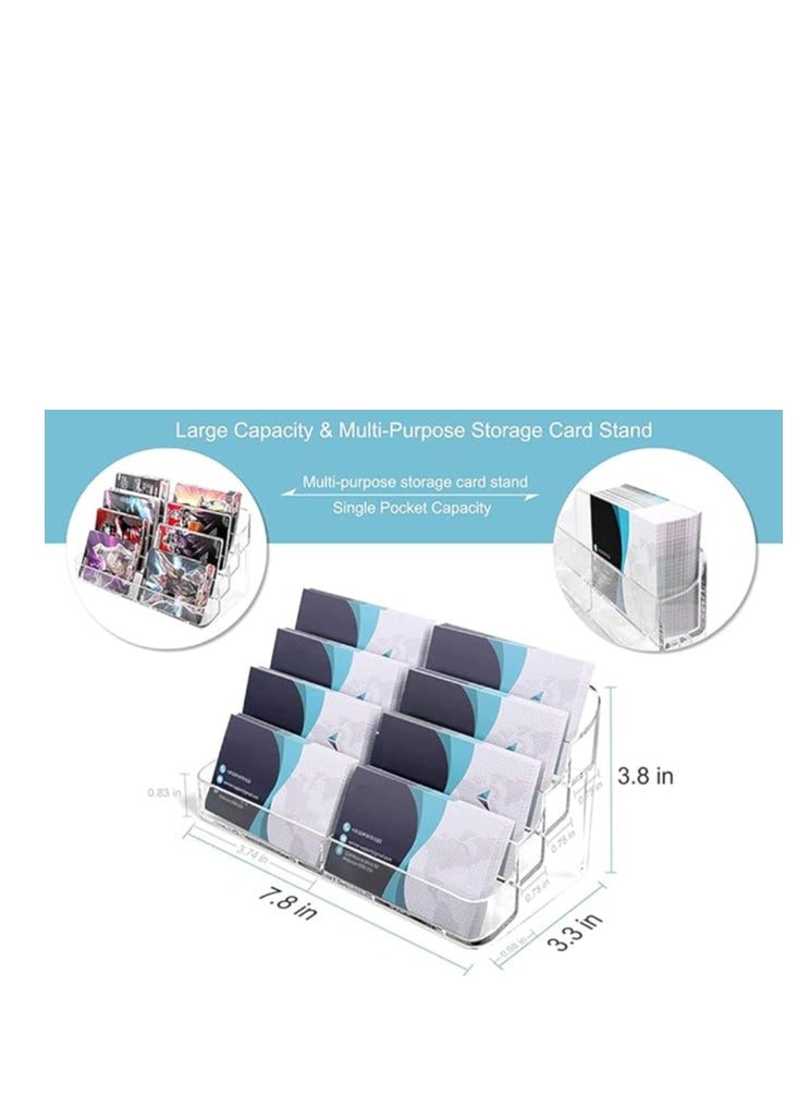 Terabyte حامل بطاقات العمل، حامل بطاقات عمل أكريليك 8 جيب للمكتب حامل بطاقات عمل شفاف لحامل بطاقات العمل المكتبي عرض بطاقات العمل البلاستيكية للمعارض، المنزل، والمكتب - Image 4