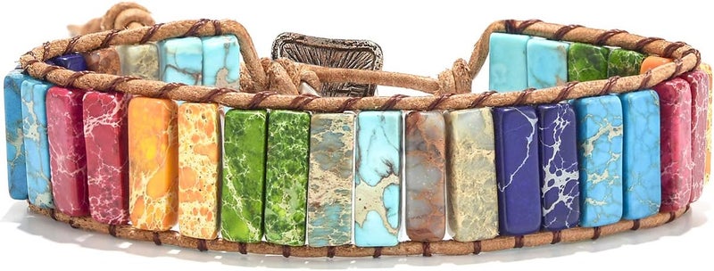sedmart 7 Chakra Bracelets for Women with Real Stones Leather Wrap Healing Bead Bracelet Women Men Boho Friendship Jewelry - Image 4