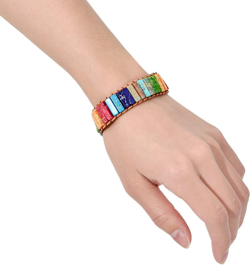 sedmart 7 Chakra Bracelets for Women with Real Stones Leather Wrap Healing Bead Bracelet Women Men Boho Friendship Jewelry - Image 2
