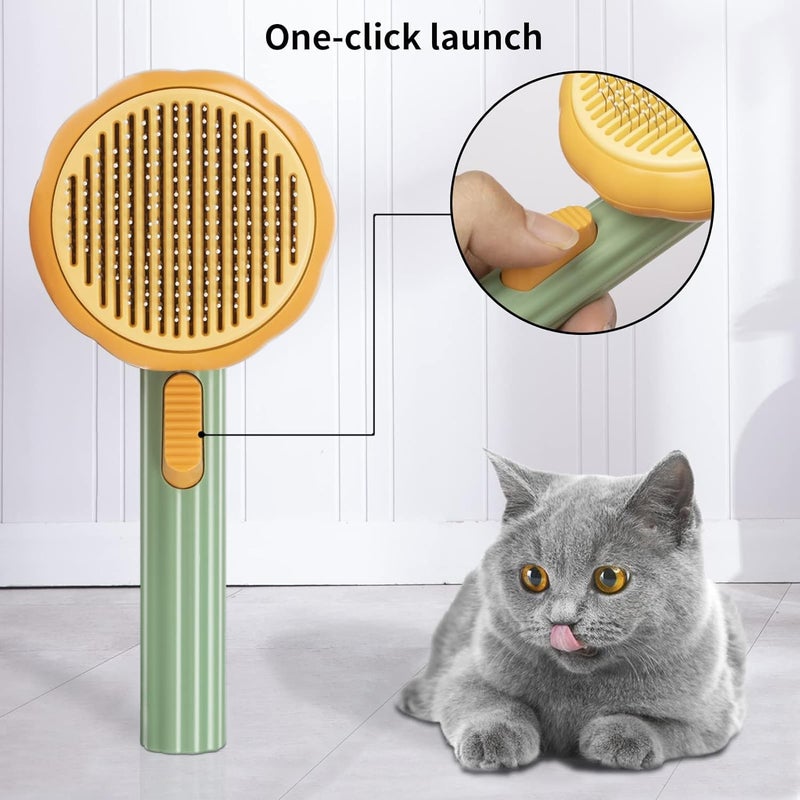 CUVLY Pets Self Cleaning Slicker Brush, Pet Massaging Tool Dog Grooming, Pet Grooming Shedding Brush for Dogs and Cats Self Cleaning Dog Comb & Cat Comb Slicker Brush - Pet Hair Remover Grooming Comb with Switch & PAIN Pet Massaging (Dog Comb & Cat Comb) - Image 2