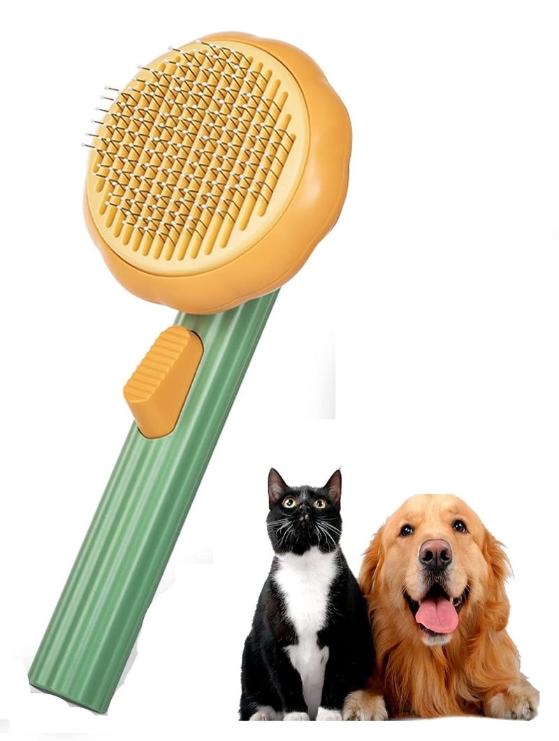 CUVLY Pets Self Cleaning Slicker Brush, Pet Massaging Tool Dog Grooming, Pet Grooming Shedding Brush for Dogs and Cats Self Cleaning Dog Comb & Cat Comb Slicker Brush - Pet Hair Remover Grooming Comb with Switch & PAIN Pet Massaging (Dog Comb & Cat Comb) - Image 1