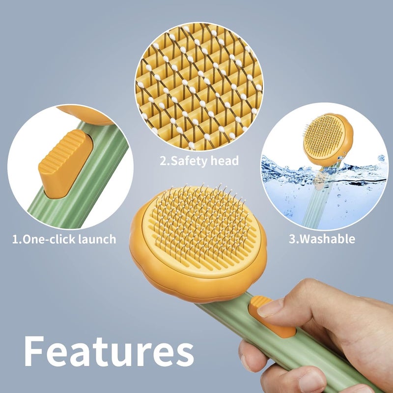 CUVLY Pets Self Cleaning Slicker Brush, Pet Massaging Tool Dog Grooming, Pet Grooming Shedding Brush for Dogs and Cats Self Cleaning Dog Comb & Cat Comb Slicker Brush - Pet Hair Remover Grooming Comb with Switch & PAIN Pet Massaging (Dog Comb & Cat Comb) - Image 4