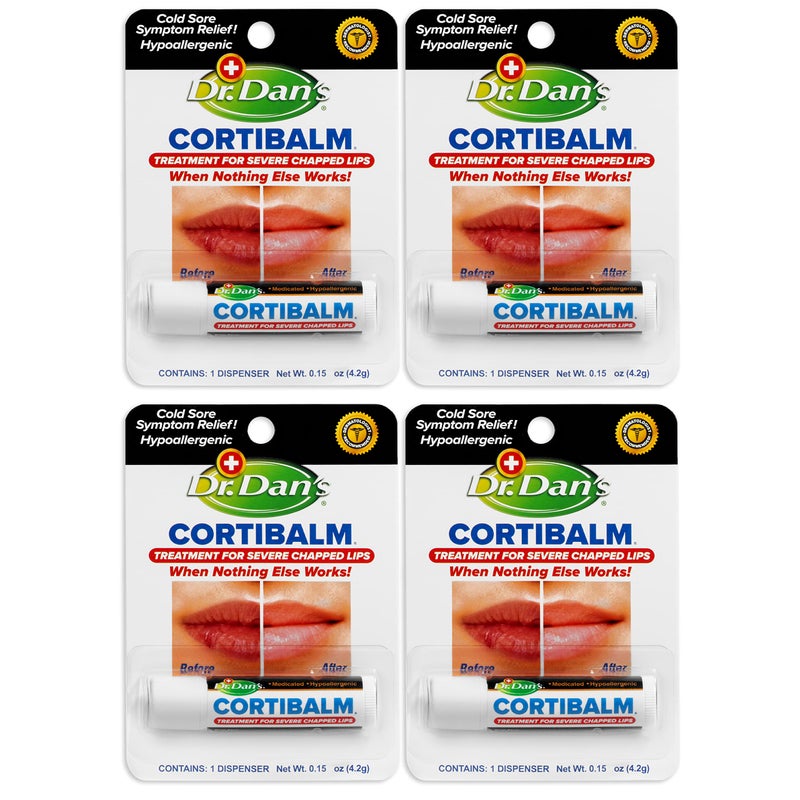 Dr. Dans Dr. Dan's Cortibalm- 4 Pack - for Dry Cracked Lips - Healing Lip Balm for Severely Chapped Lips - Designed for Men, Women and Children - Image 1