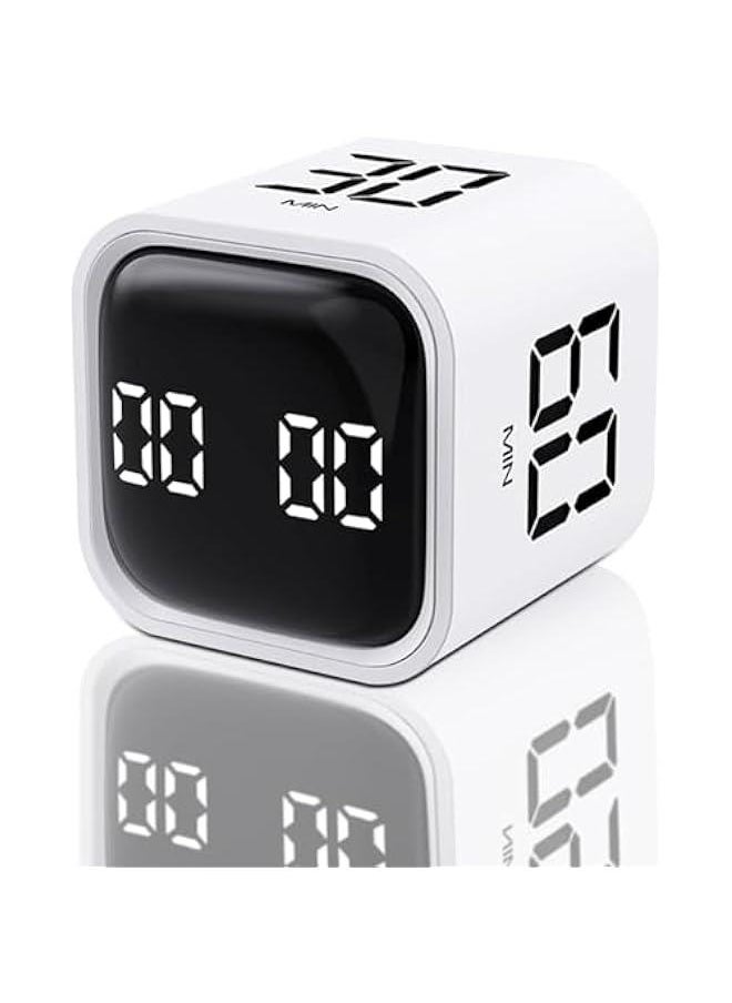 HOOKOR Cube Timer,Rotation Timer,5/10/30/60 Minutes and Custom Countdown with LED Display,Productivity Timer,Pause and Resume,Silent,Vibrate and Adjustable Sound Alarm for Work,Study,Kitchen (White)  - Image 1