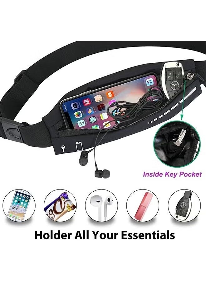 Slim Running Belt for Women Men,Runners Pack Phone Holder,Run Pouch Waist Belt for Workout Jogging,Money Belt Running Gear Accessories(Black) - Image 4