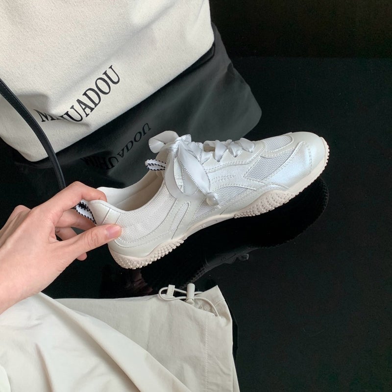 Women's Sheepskin Lace-up Low Top Sneakers - Image 1
