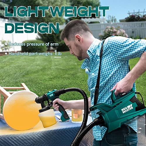 NEU MASTER Paint Sprayer, 600W HVLP Electric Spray Paint Gun with 6FT Airhose for House Painting, Ceiling, Home Interior and Exterior - Image 3