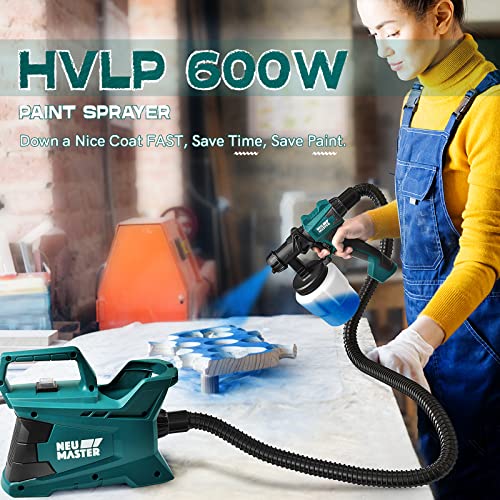 NEU MASTER Paint Sprayer, 600W HVLP Electric Spray Paint Gun with 6FT Airhose for House Painting, Ceiling, Home Interior and Exterior - Image 4