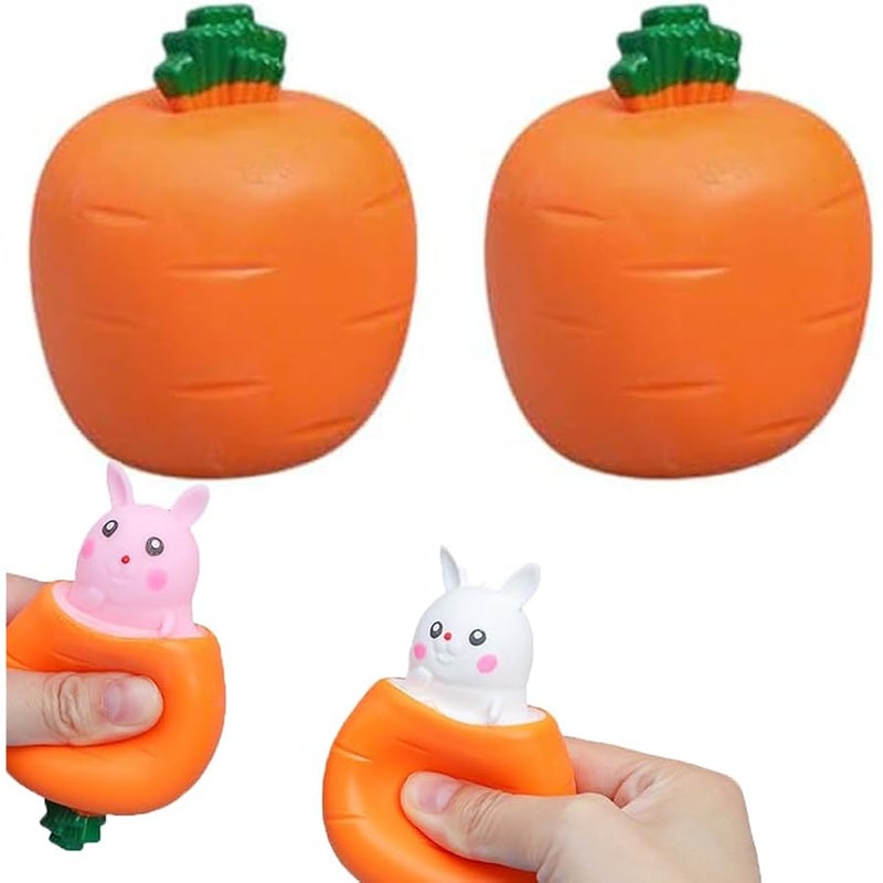 Easter Basket Essentials, Pop Up Carrot Bunny, Carrot Rabbit Funny Novelty Toy, Easter Carrot Rabbit Squeeze Pop Up Toy (2PCS) - Image 1