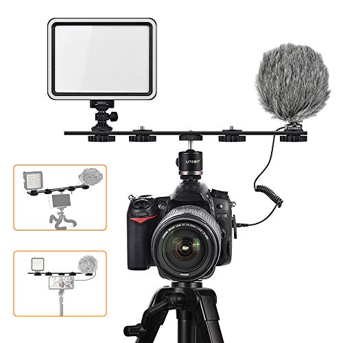UTEBIT 11 inch Flash Bracket, Long Dual Camera Mount Flash Bracket Extension Bar with 1/4“ Hot Shoe, Straight Flash Brackets 1/4- 3/8 Thread Hole Tripod Mount for Camera/LED Light/Microphone - Image 3