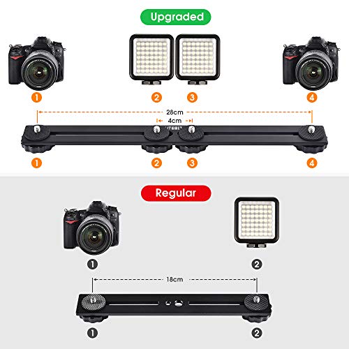 UTEBIT 11 inch Flash Bracket, Long Dual Camera Mount Flash Bracket Extension Bar with 1/4“ Hot Shoe, Straight Flash Brackets 1/4- 3/8 Thread Hole Tripod Mount for Camera/LED Light/Microphone - Image 4