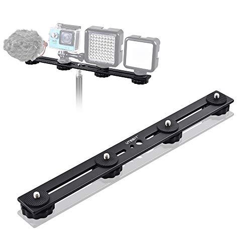 UTEBIT 11 inch Flash Bracket, Long Dual Camera Mount Flash Bracket Extension Bar with 1/4“ Hot Shoe, Straight Flash Brackets 1/4- 3/8 Thread Hole Tripod Mount for Camera/LED Light/Microphone - Image 1
