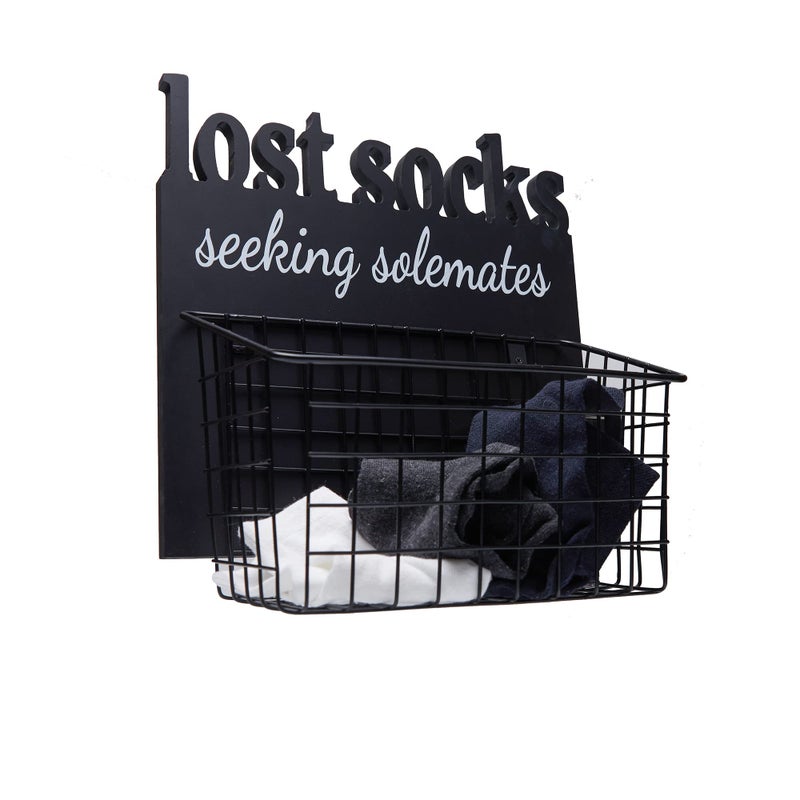 EVA murmure EVA murmure Cutout Letters Lost Socks  Laundry Room Organization Farmhouse Laundry Room Decor And Accessories  House Decor Rustic Wooden Laundry Sign Wall Decor With Attached Basket  black