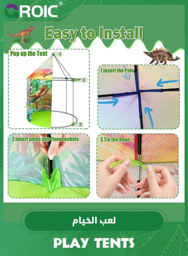 GROIC Dinosaur Play Tent for Kids, Pop Up Play Tent with Realistic Dinosaur Design, Indoor and Outdoor Playhouse Dinosaur Tent Role Play Foldable Tents Baby Playroom Toddler Tent Toys - Image 4